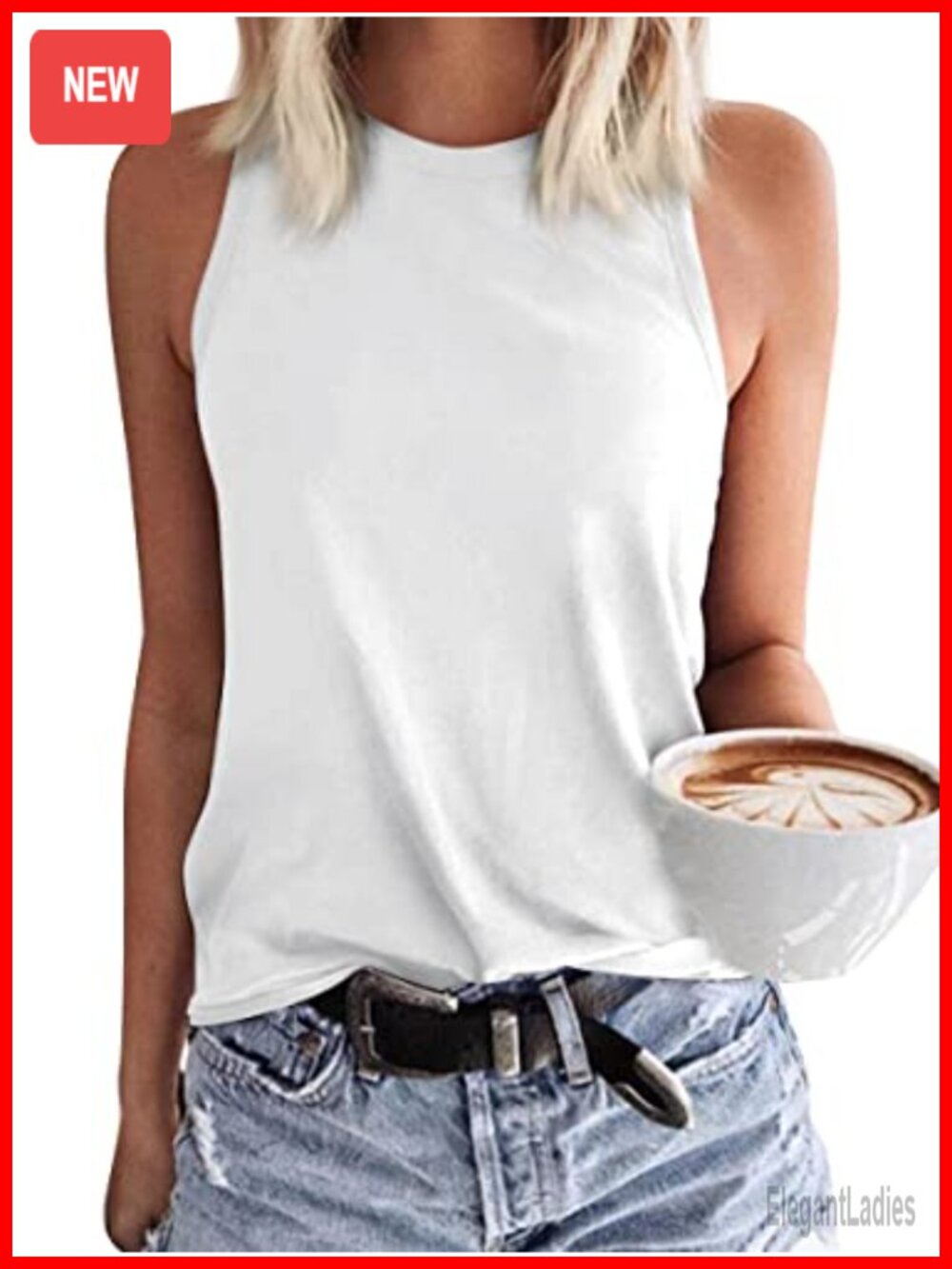 Women's Cotton Blend Tank Top Sleeveless Loose Fit Summer Casual Basic Tee